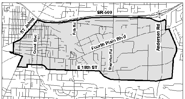Map of the 4th Plain Corridor from the City of Vancouver
